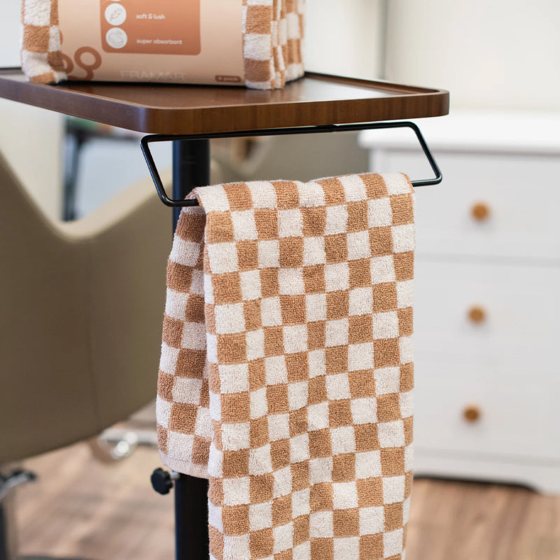 FRAMAR Cotton Salon Towels Tan & White 16x27cm 6pz