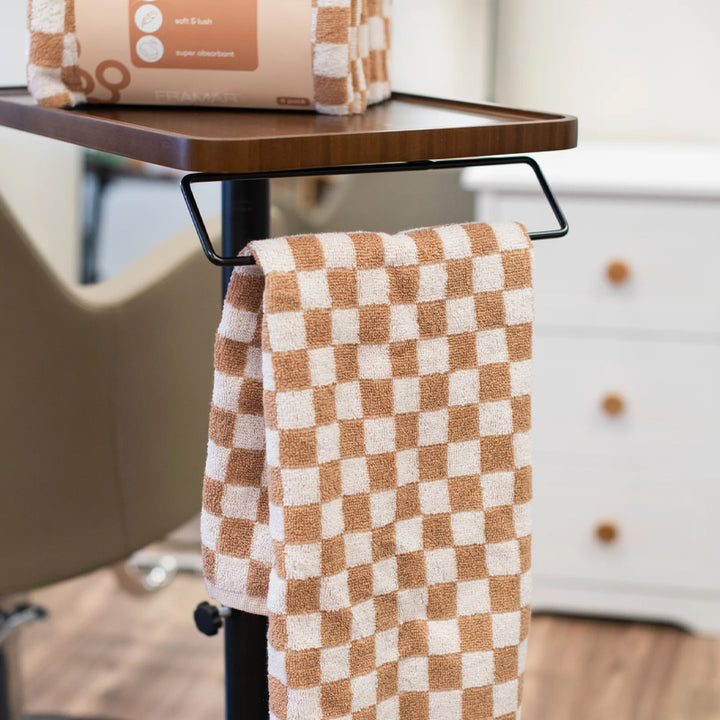 FRAMAR Cotton Salon Towels Tan & White 16x27cm 6pz