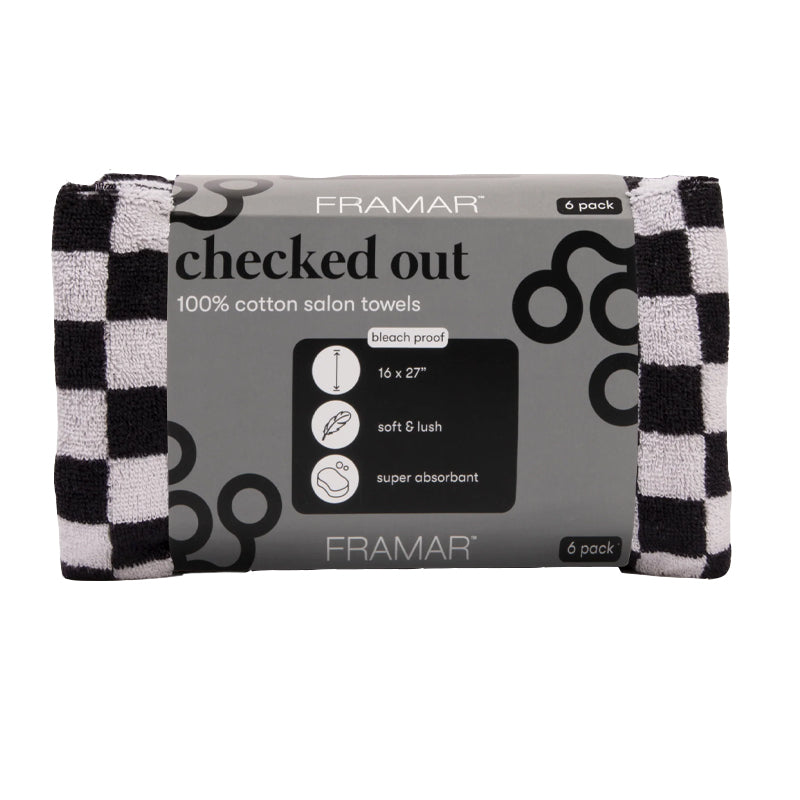 FRAMAR Cotton Salon Towels Black & White 16x27cm 6pz