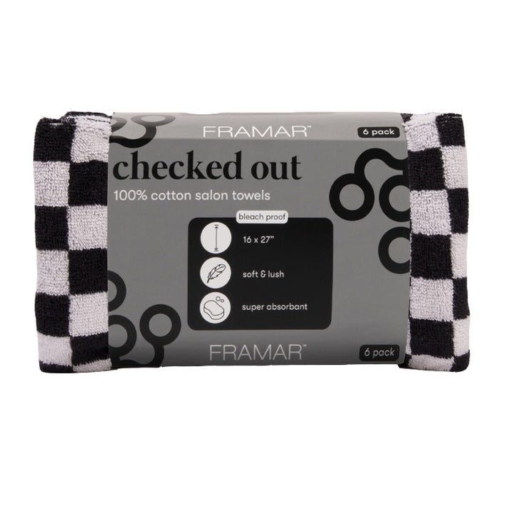 FRAMAR Cotton Salon Towels Black & White 16x27cm 6pz