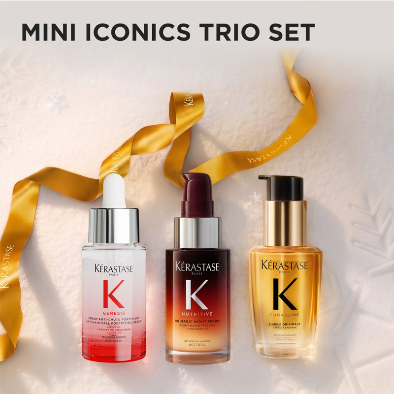 KERASTASE Set mini Iconics Trio Holiday Fortifiant 30ml + Night Serum 30ml + L'Huile 30ml