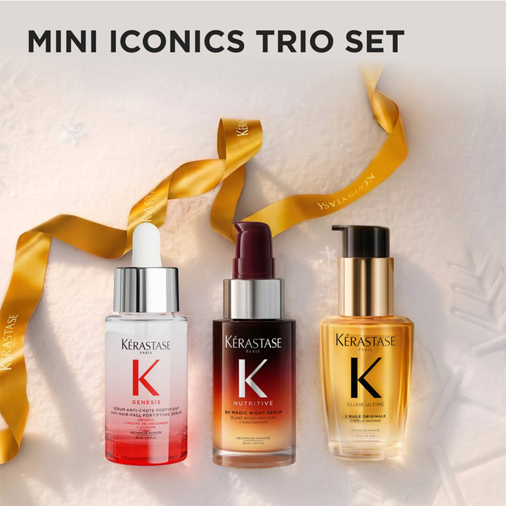 KERASTASE Set mini Iconics Trio Holiday Fortifiant 30ml + Night Serum 30ml + L'Huile 30ml