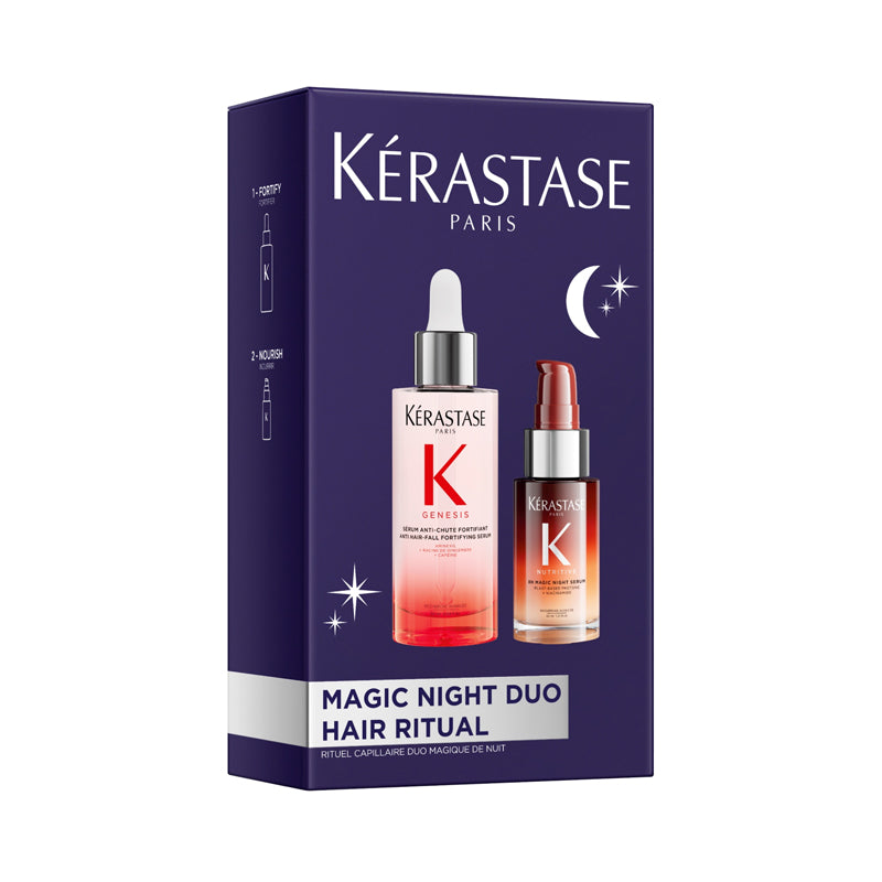 KERASTASE Set Holiday Magic Night Duo Genesis Sérum 90ml + Night Serum 30ml, confezione regalo viola con i due sieri per capelli (immagine 3)