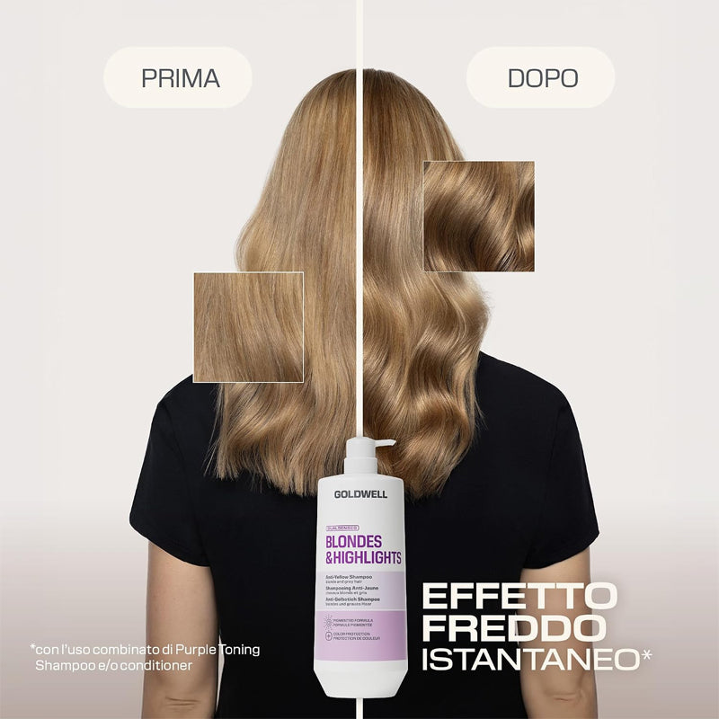 GOLDWELL DS Blondes & Highlights Anti-Yellow Shampoo 1000ml (immagine 2)