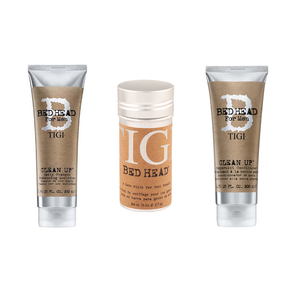 TIGI Kit Bed Head Clean Up Shampoo 250ml + Balsamo 200ml + Wax Stick 75ml