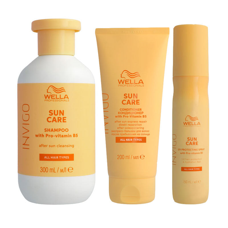 WELLA Kit Invigo Sun Shampoo 300ml + Conditioner 200ml + Spray Protezione UV 150ml