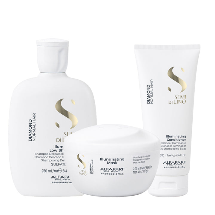 ALFAPARF MILANO Kit Semi Di Lino Illuminating Low Shampoo + Conditioner + Mask