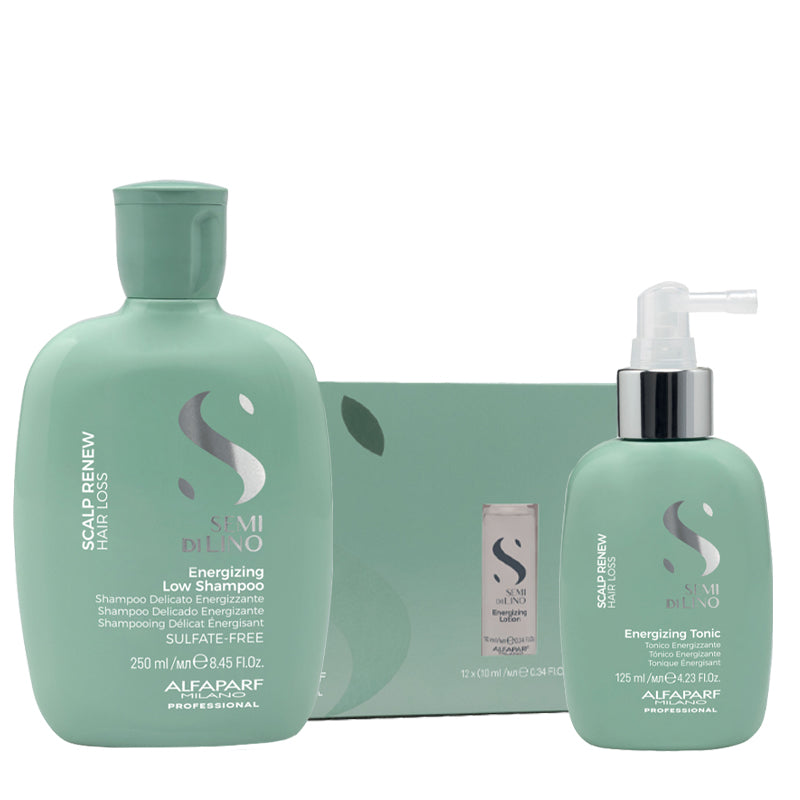 ALFAPARF MILANO Kit Semi Di Lino Energizing Low Shampoo 250ml + Tonic + Lotion 12x10ml