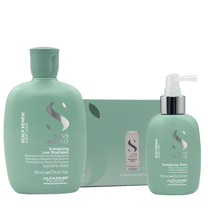 ALFAPARF MILANO Kit Semi Di Lino Energizing Low Shampoo 250ml + Tonic + Lotion 12x10ml