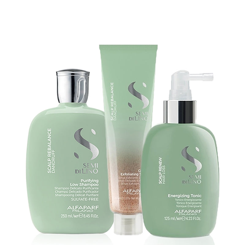 ALFAPARF MILANO Kit Semi Di Lino Purifying Low Shampoo + Exfoliating Scrub + Tonic
