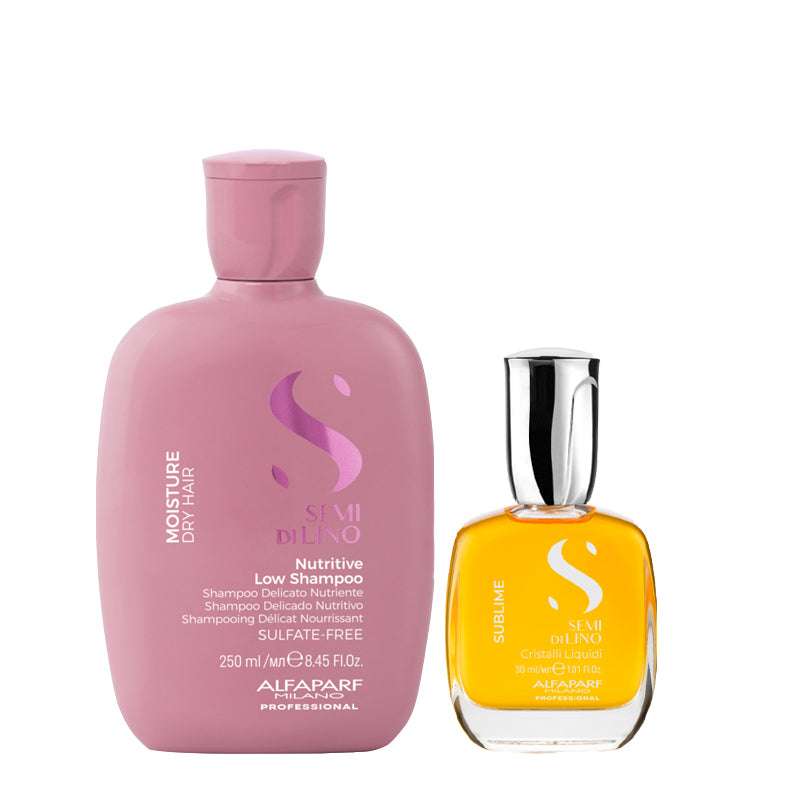 ALFAPARF MILANO Kit Semi Di Lino Nutritive Low Shampoo + Cristalli 30ml