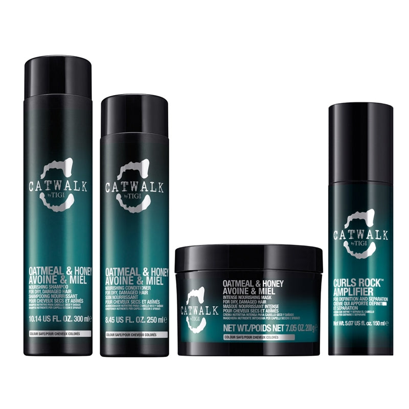 TIGI Kit Catwalk Oatmeal & Honey Shampoo + Balsamo + Mask + Curls Rock 150ml