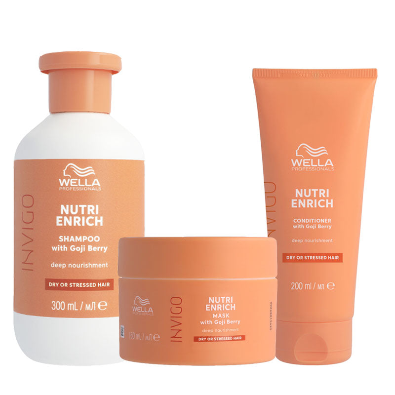 WELLA Kit Invigo Nutri-Enrich Shampoo Nutriente 300ml + Maschera 150ml + Balsamo 200ml