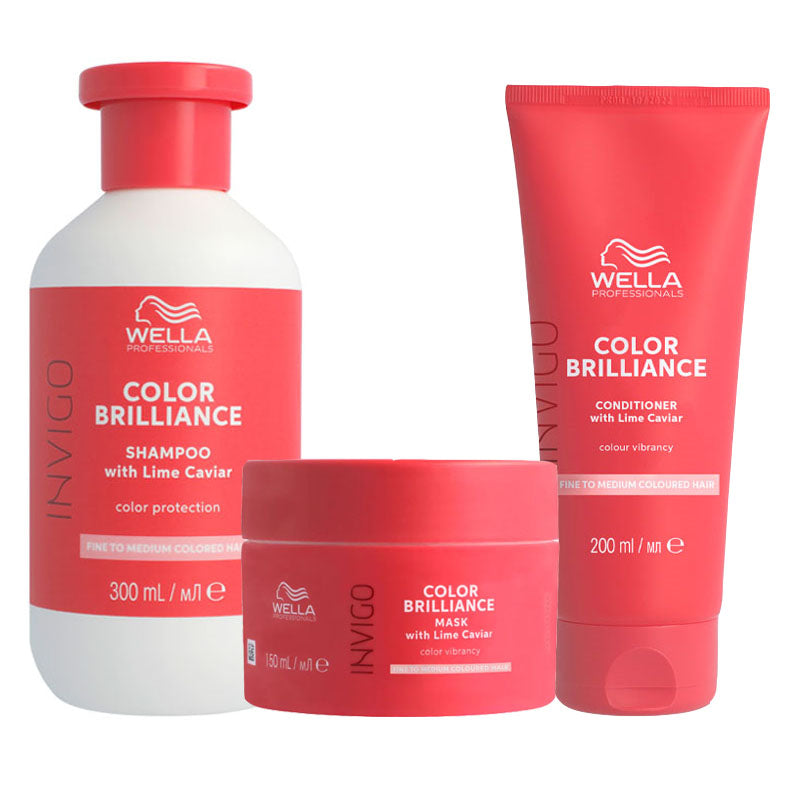 WELLA Kit Invigo Color Brilliance Capelli Sottili Shampoo 300ml + Maschera 150ml + Conditioner 200ml